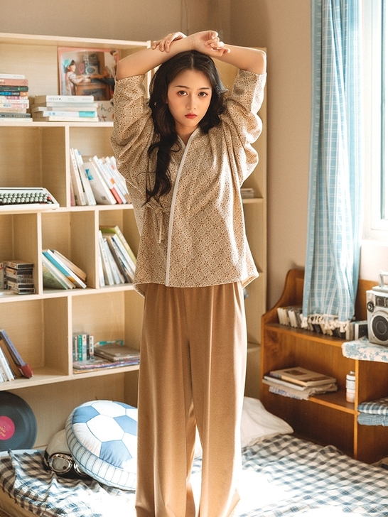 【绒绒】花朝记汉服 家居保暖飞机袖针织裤汉...