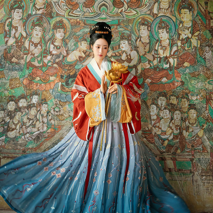 【琼羽】花朝记汉服洛神系列6m渐变满绣齐腰...