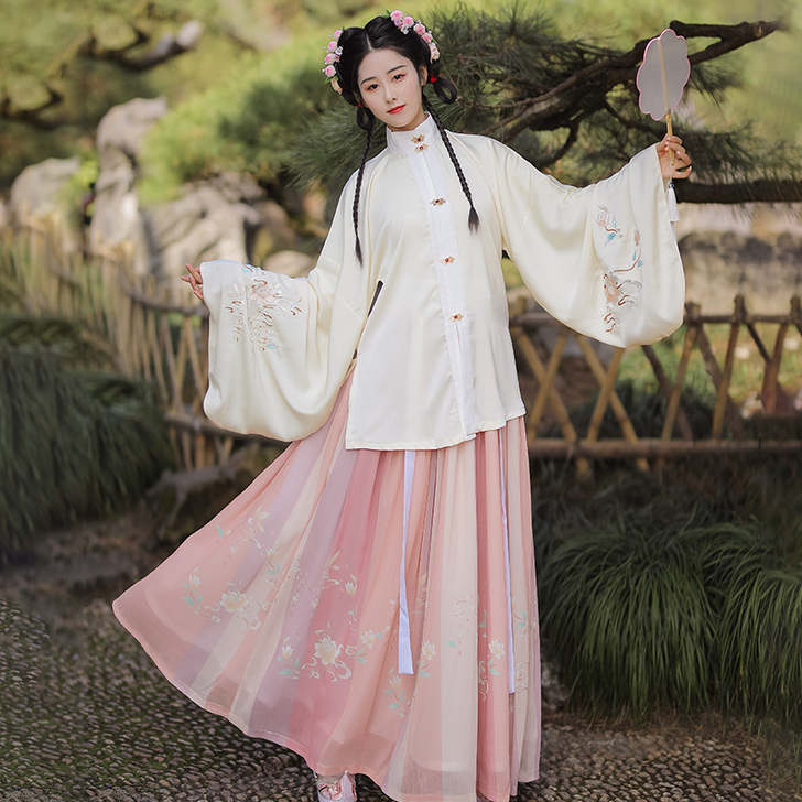 明制汉服女正品原创清安中国风古装白菜全套日...
