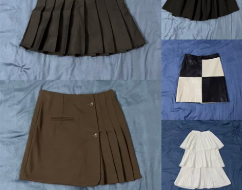 博主清衣柜断舍离 秋冬款半身裙短裙皮裙百褶...