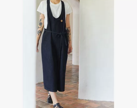 SEERSUCKER | 原色单宁长裙抽绳...