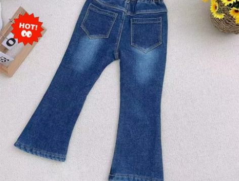 全新  女童冬季加绒喇叭牛仔裤150.14...