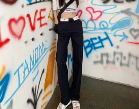 美式直筒牛仔裤女夏秋季复古设计感阔腿拖地裤...