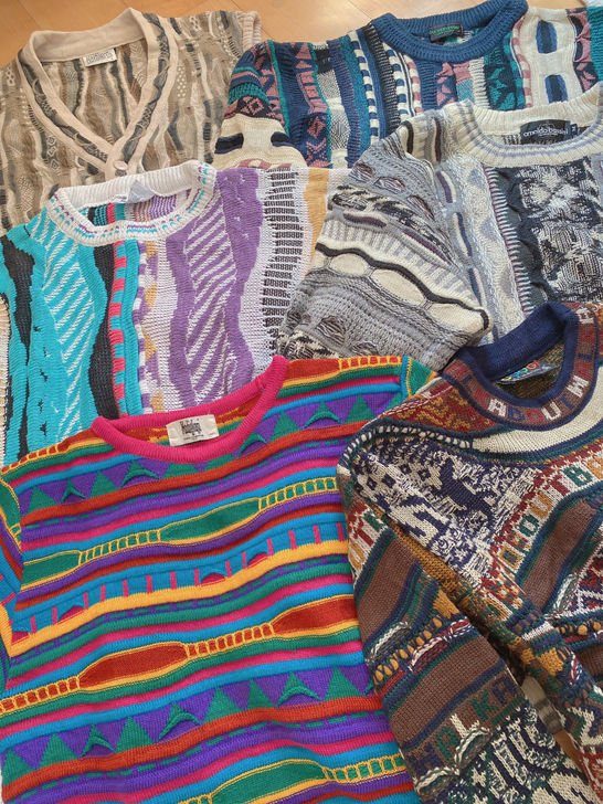 出！vintage苦瓜纹coogi 彩虹色...