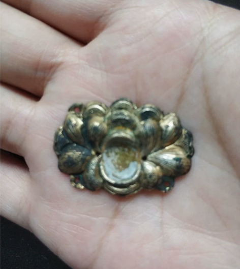明代银鎏金饰品 包老明代 老鎏金帽花饰品 ...