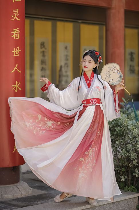 雨花央雪原创忆泉汉服女正品晋制交领齐腰襦裙...