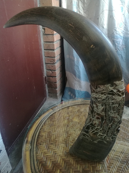 牛角精雕收藏鉴赏均可转给有缘人(高36厘米...