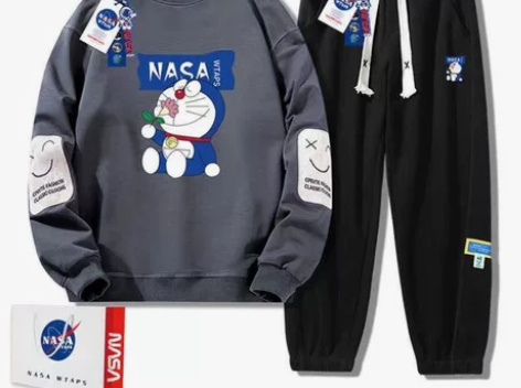 NASA联名休闲运动套装男春秋季潮流ins...