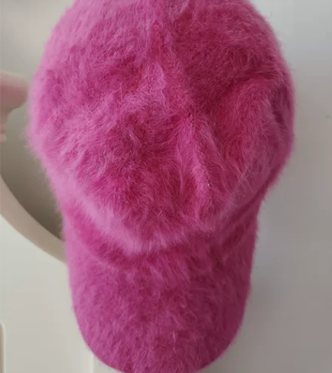 兔毛棒球帽 纯色休闲帽百搭鸭舌帽 春秋冬保...