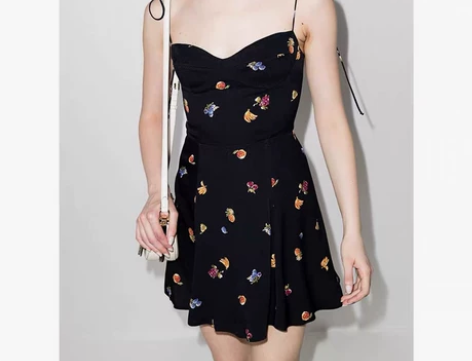 To Retro明星同款吊带裙2022黑色...