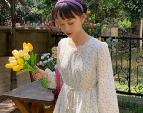 夏日晚餐-春日女孩粉蓝白三色连衣裙女春夏新...