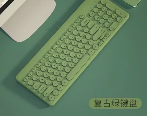 复古绿电脑键盘 拼多多买的,C键和V键用的...