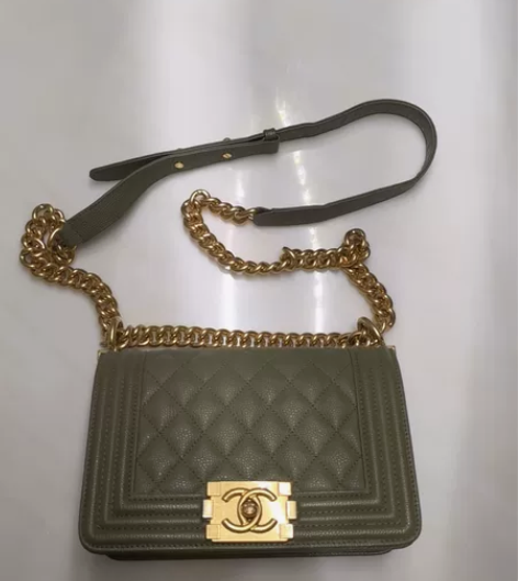 chanel leboy小号-古巴绿，牛皮...