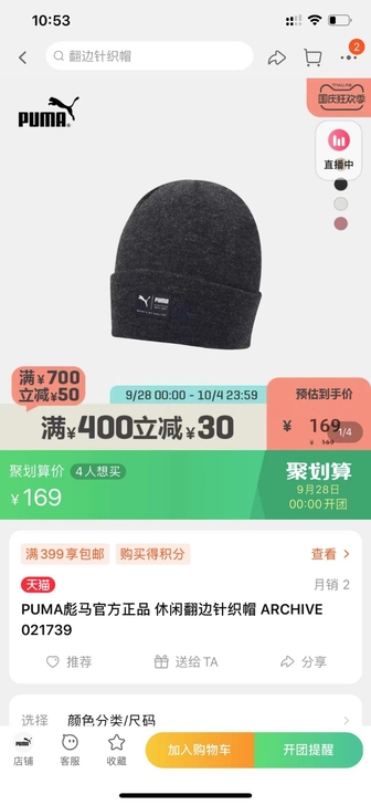 puma 彪马针织帽