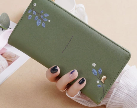 潮流韩版新款女士钱包印花拉链搭扣长款手拿包...