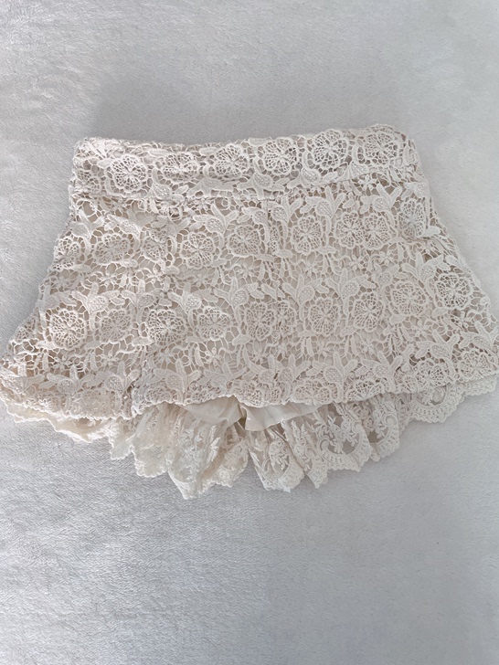 7hd全新高腰钩花蕾丝镂空短裙裤阔腿短裤