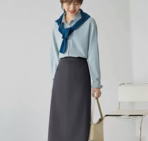 高腰半身裙女小个子2022春秋新款中长款气...