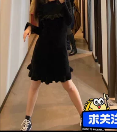 可交换雪尼尔连衣裙,荷叶边设计,厚实保暖,...