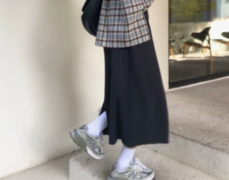 SCLB加厚半身裙女2021秋冬新款中长针...