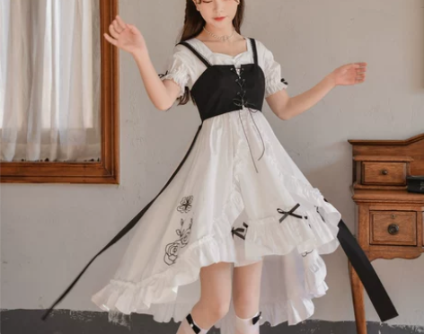原创森女部落设计感法式裙子新款两件套公主风...