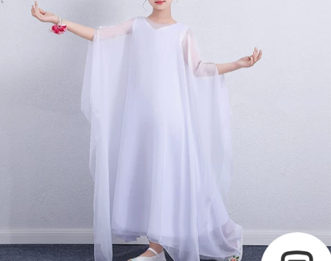 ?儿童古筝演出服女中国风飘逸蹈服清新淡雅水...