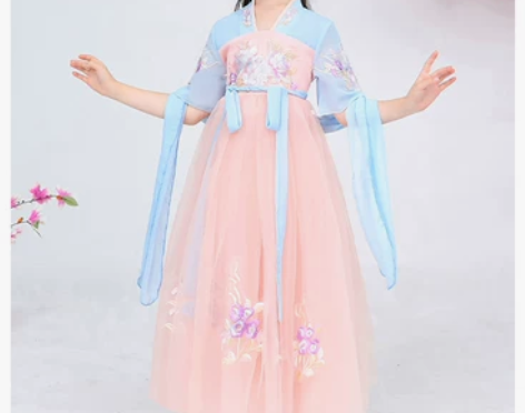 汉服女童夏季公主裙中国风2022新款短袖儿...