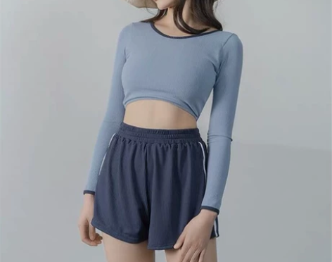 2021新款泳衣女分体运动显瘦遮肚长袖保守...