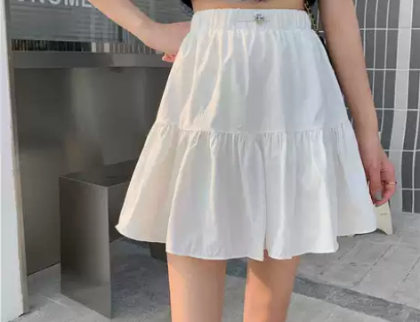 白色显瘦蓬蓬A字裙女装夏季韩版百搭高腰半身...