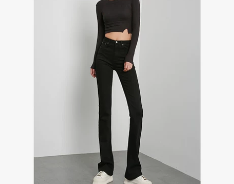 黑色牛仔裤女高腰长款喇叭裤2022春夏新款...