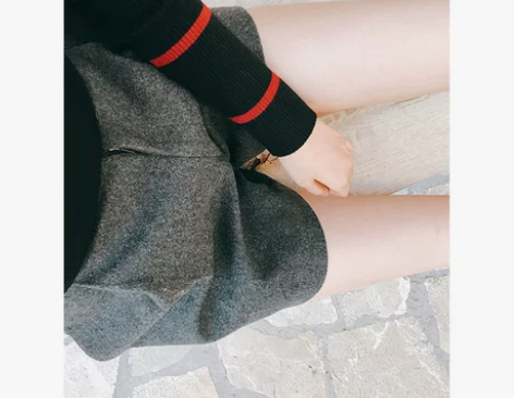 张大奕 高腰毛呢短裤女秋冬季新款显瘦休闲裤...