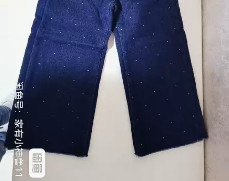 波点牛仔裤，加绒阔腿裤，120码，全新，裤...