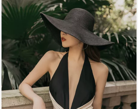 帽子女韩版休闲大檐光板遮阳帽时尚潮搭圆顶度...