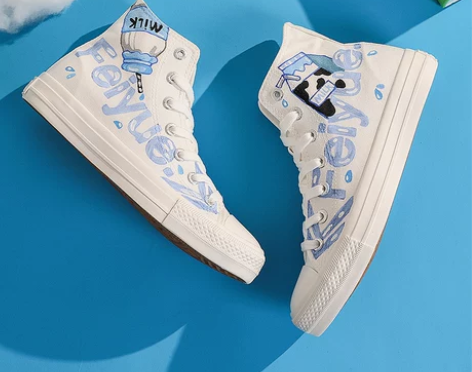 feiyue飞跃帆布鞋夏季高帮手绘爆改休闲...