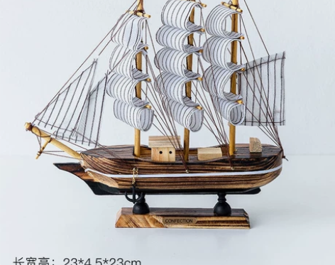 捡漏!一帆风顺帆船模型摆件客厅房间酒柜装饰...