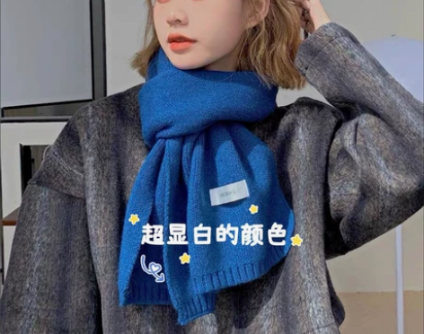 新款针织围巾女冬季韩版学生ins高颜值加厚...