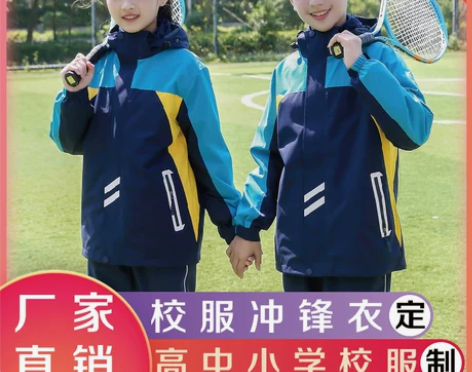 中小学生校服套装定制冲锋衣三件套logo