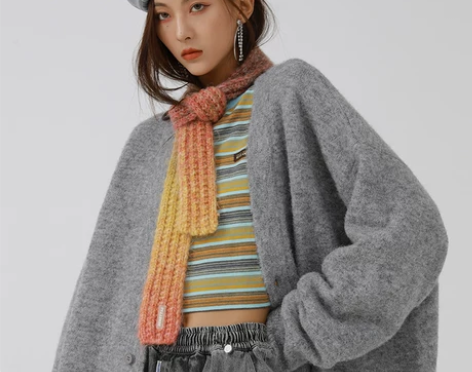 DNT/韩火火 颜色少见 复古渐变 粗针编...