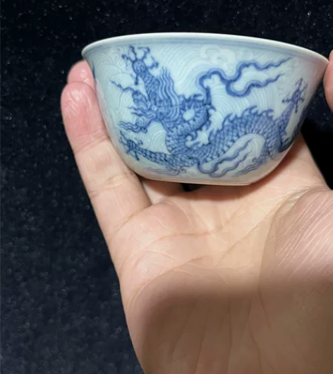 景德镇细雨暮古 海水霸王龙明代鸡缸杯 非 ...