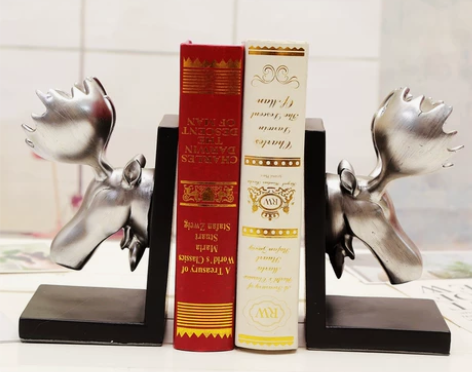 北欧美式复古办公桌面摆件鹿书挡书靠家居书房...