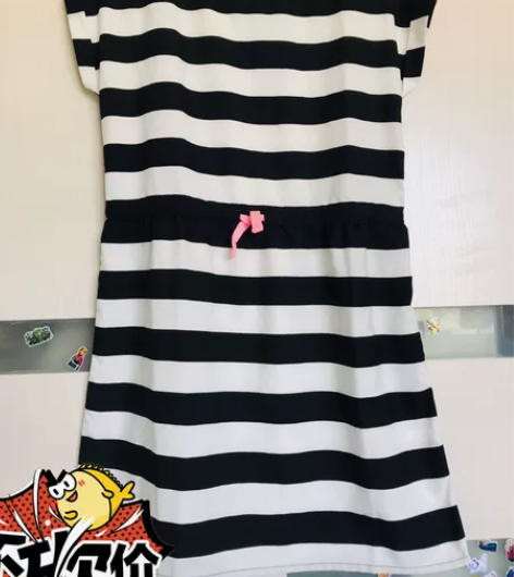 HM 超火简约女装短袖长款条纹连衣裙显瘦百...