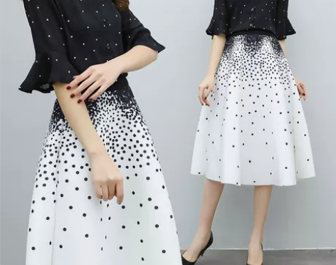 印花套装雪纺短袖连衣裙女中长款韩版两件套…...