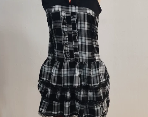 原创亚文化小众格子裙连体衣蛋糕裙 实物会更...