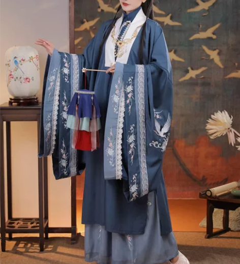 清梳旗舰店，云鹤辞大全套，蓝色L码，明制汉...