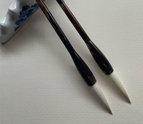 善琏高端湖笔~通杆花牛角纯羊豪2支同出56...