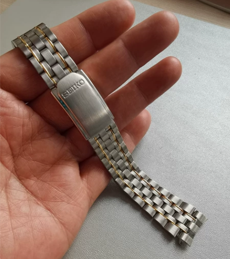 弧口19mm，正品精工不锈钢表带，间金款 ...