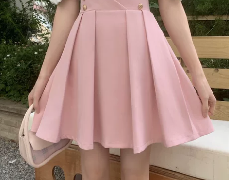 半身裙短裙显瘦遮肚蓬蓬伞裙女大码百搭甜美粉...
