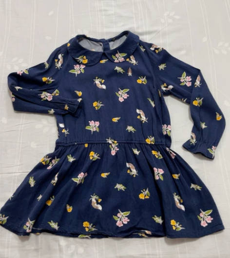 暇步士 春秋装女童连衣裙印花裙式衬衫田园风...