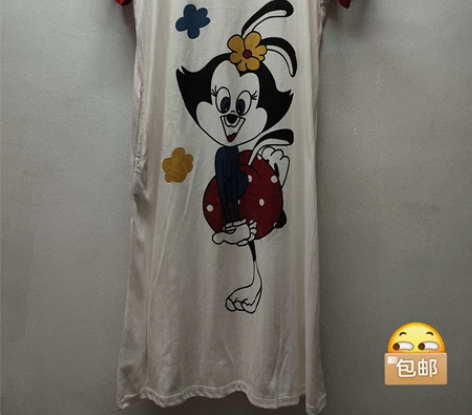 全新可爱款睡裙针织棉超透气薄款可爱风睡裙夏...