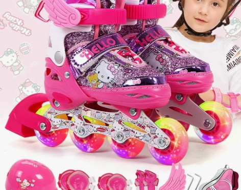 麦斯卡Hello Kitty女童溜冰鞋全套...