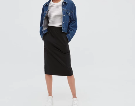 ?优衣库 女装 高弹力窄身中裙 (女士半裙...